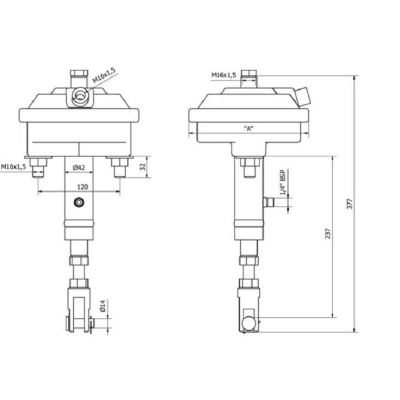 Siłownik hamulcowy hydrauliczno-pneumatyczny do przyczepy T20 EPL25/60 BCDT2025