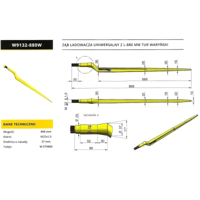 ząb ładowacza Waryński W9132-880W