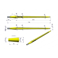Ząb ładowacza uniwersalny prosty L- 710 mm Tur WARYŃSKI W9133-710P