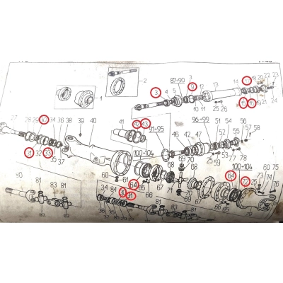 Zestaw łożysk i uszczelniaczy do osi i zwolnicy z napędem URSUS C385 - 6 Cylindrowy