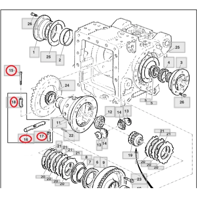 Zestaw sworzni mechanizmu różnicowego AL212229 do John Deere